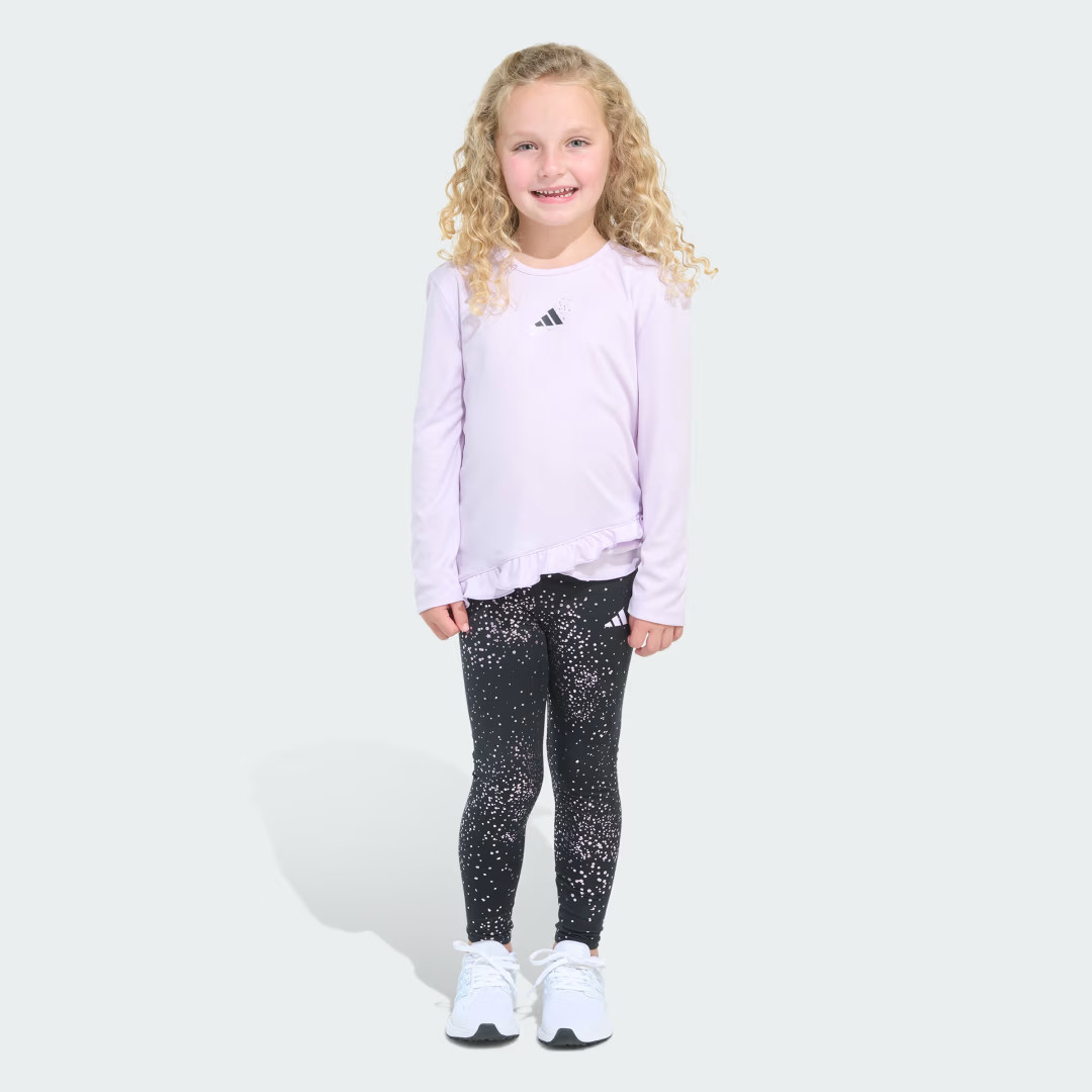 adidas Child Crossover Melange Fleece All Over Print Legging Set Iced Lavender 3T Kids | adidas (US)