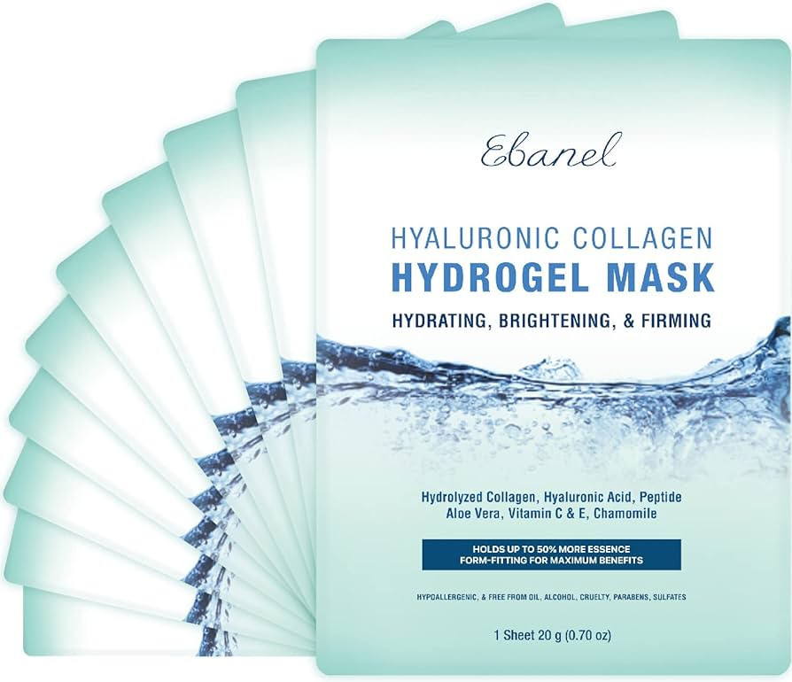 Ebanel 10-Pack Hydrogel Collagen Mask for Face, Instant Brightening Hydrating Face Mask Sheet Mas... | Amazon (US)