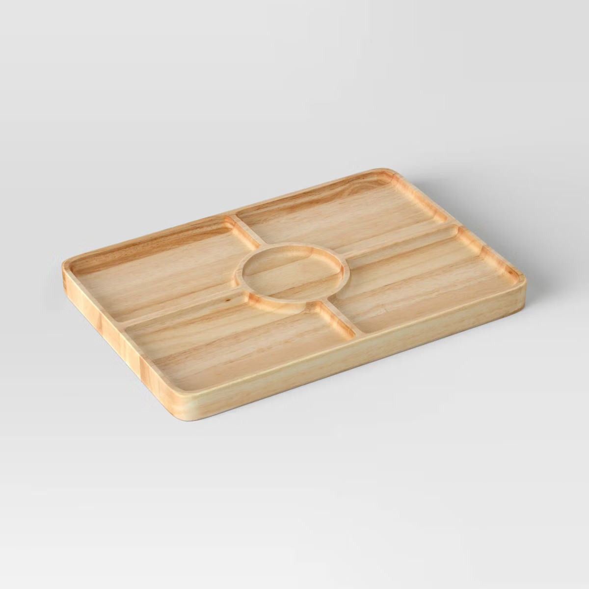 Rubberwood Sectioned Serving Board - Threshold™: Charcuterie & Sectional Platter, Hand Wash, Br... | Target