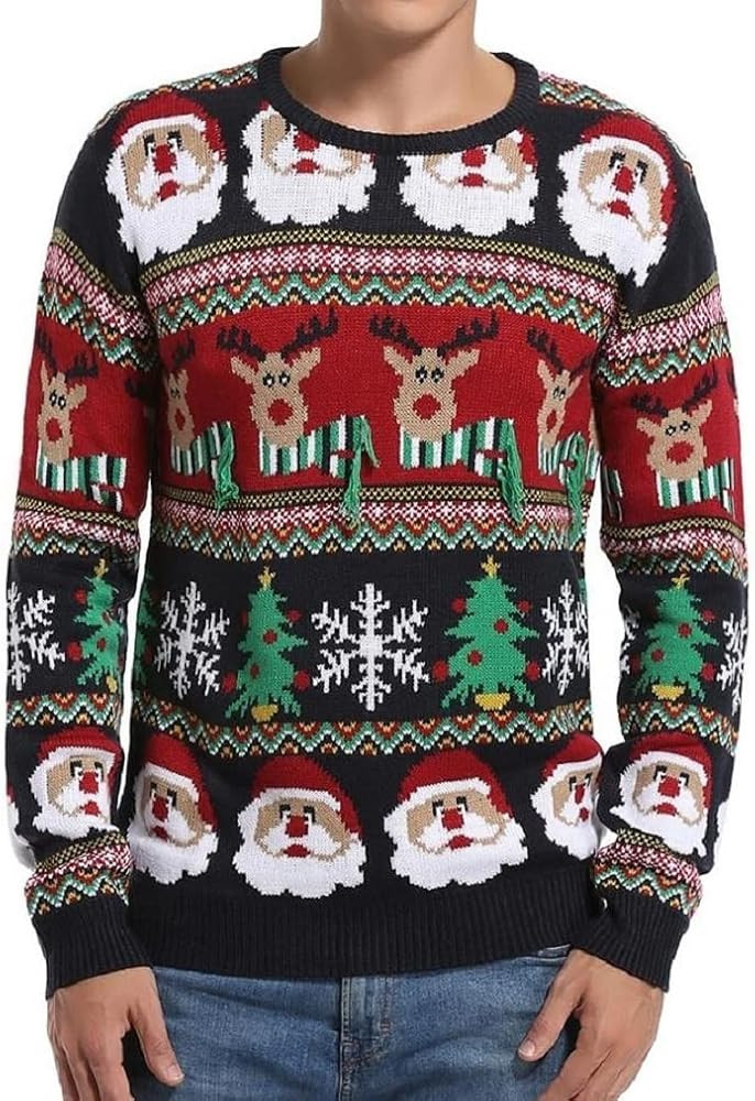 *daisysboutique* Men's Holiday Reindeer Snowman Santa Snowflakes Sweater | Amazon (US)