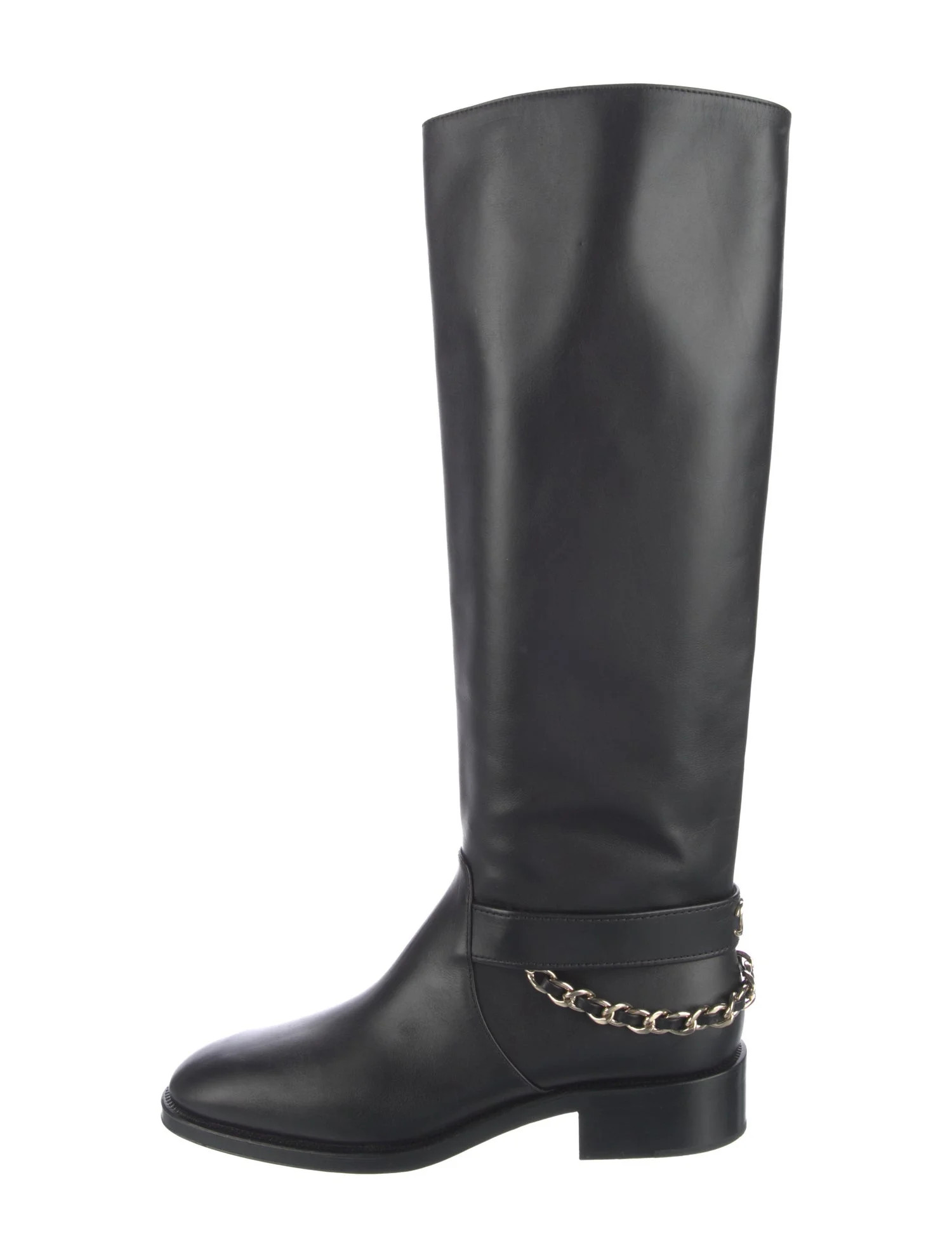 Chanel Interlocking CC Logo Calfskin Riding Boots - Black Boots, Shoes - CHA1405926 | The RealRea... | The RealReal