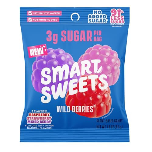 SmartSweets - Wild Berries (1.8oz, 14 Pack) - Low Sugar Gummy Candy, Low Calorie, Naturally Flavored, Gluten-Free Snack for Kids, Teens and Adults | Amazon (US)