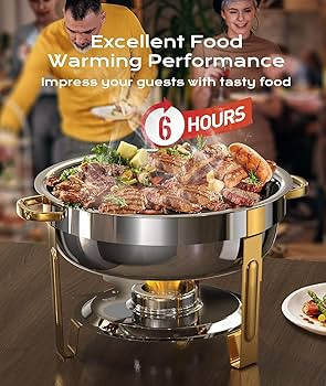 Chafing Dishes for Buffet 4 Pack, 5QT [Worry-Free Assemble] Round Chafing Dish Buffet Set [Elegan... | Amazon (US)