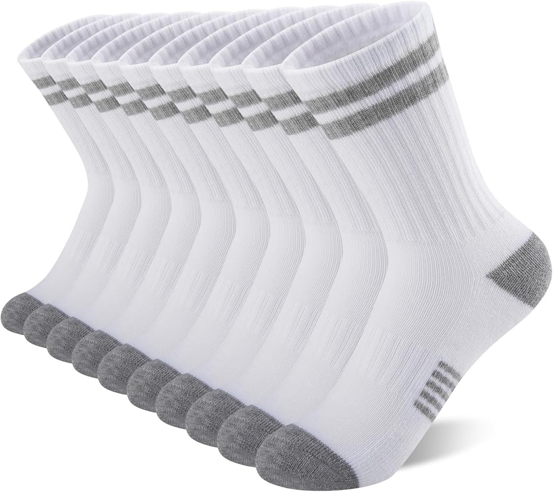 Comfoex 10 Pairs Boys Crew Long Athletic Socks for 4-6 6-8 8-10 Years Old Kids Calf Sports Half C... | Amazon (US)