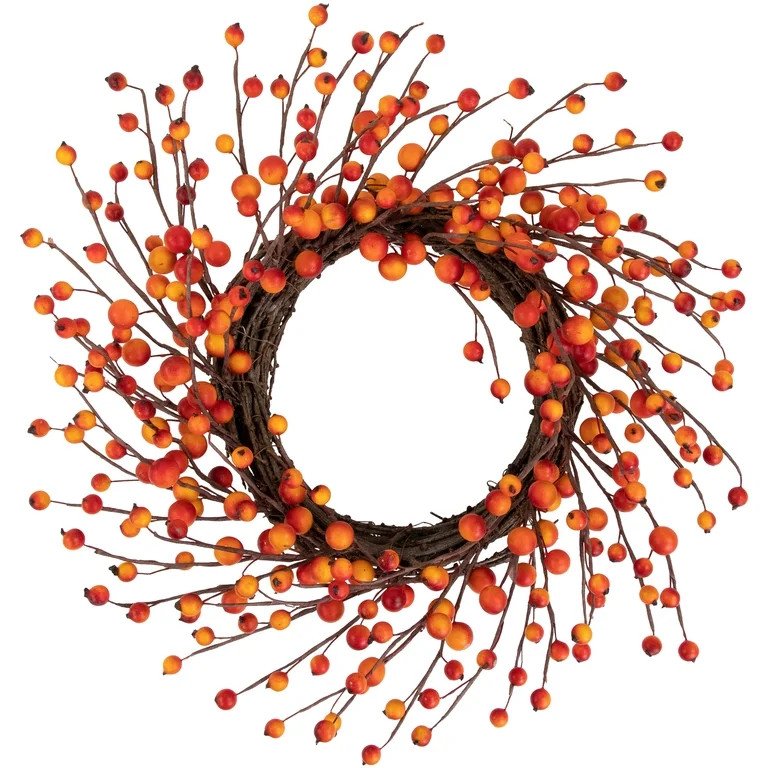 Northlight Orange Berries and Twig Artificial Fall Harvest Wreath 14- Inch, Unlit | Walmart (US)