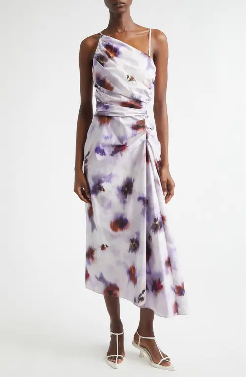 A.L.C. Juno Asymmetric Floral Print Poplin Dress in Lilac Multi at Nordstrom, Size 6 | Nordstrom