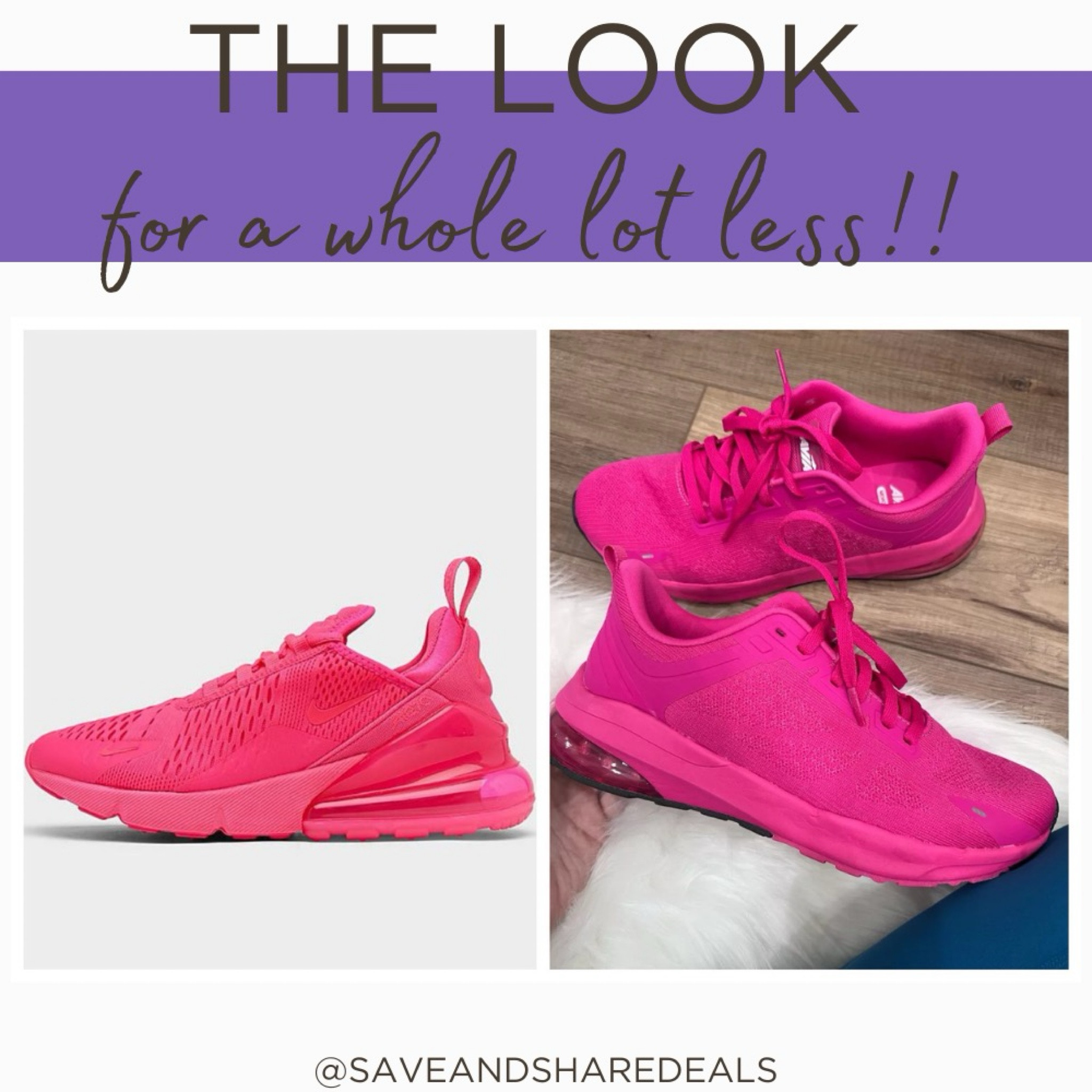 Not exactly the same but they give off similar vibes for sure! One is about 100 less than the other! Walmart fashion look alike look for less Nike 