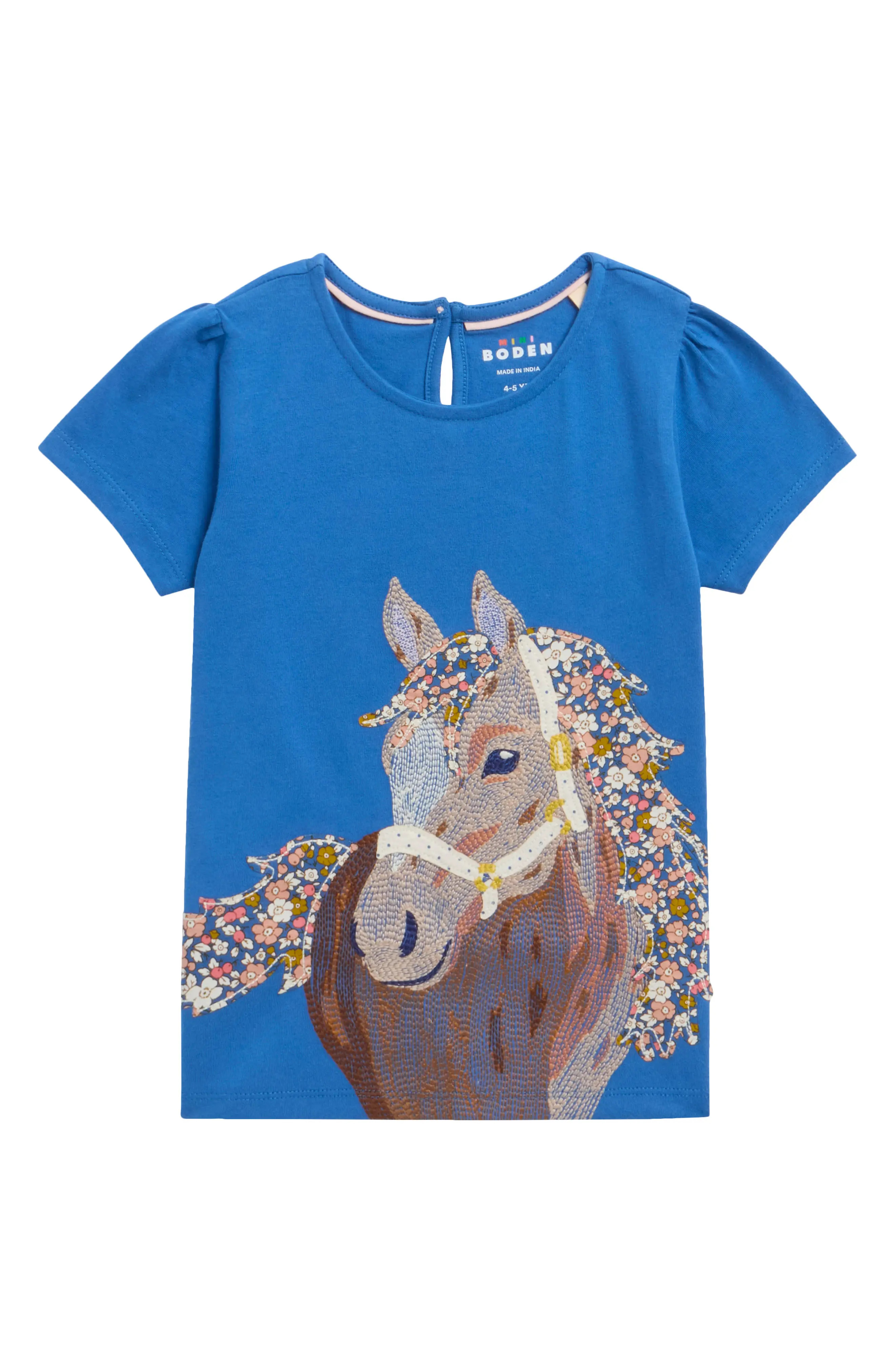 Kids' Embroidered Horse Appliqu\u00e9 Puff Sleeve Top (Women) | Nordstrom | Nordstrom