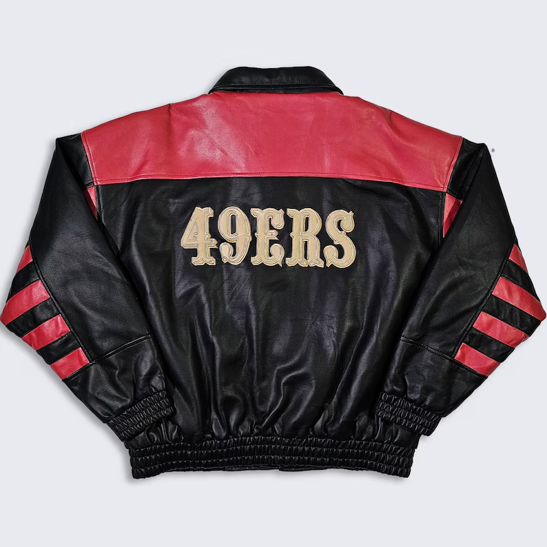 San Francisco 49ers Vintage 90s Game Day Leather Jacket - Game Day NFL - Football Black & Red Coa... | Etsy (US)