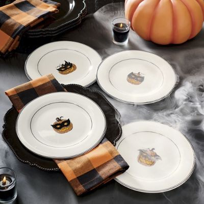 Masquerade Jack-O-Lantern Plates, Set of 4 | Grandin Road