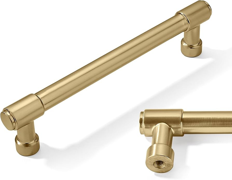 10 Pack 5 Inch Brushed Gold Cabinet Pulls Satin Brass Drawer Pulls Kitchen Cabinet Hardware Kitch... | Amazon (US)