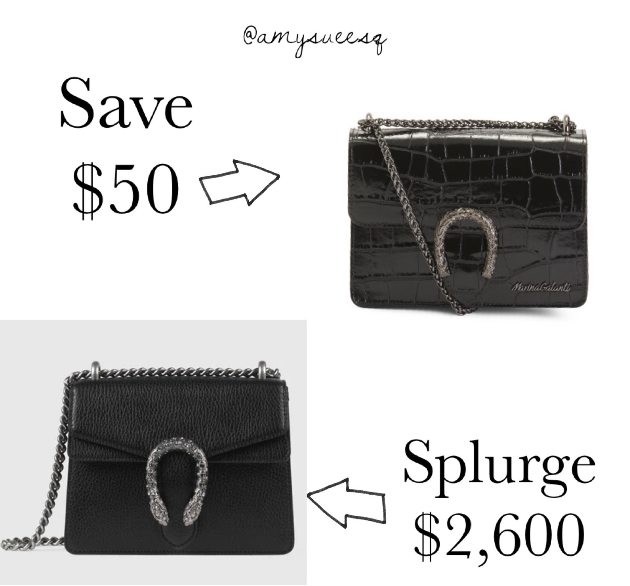 I am in love with this save option!  It’s genuine leather and made in Italy!  Gucci vs Marina Galanti.