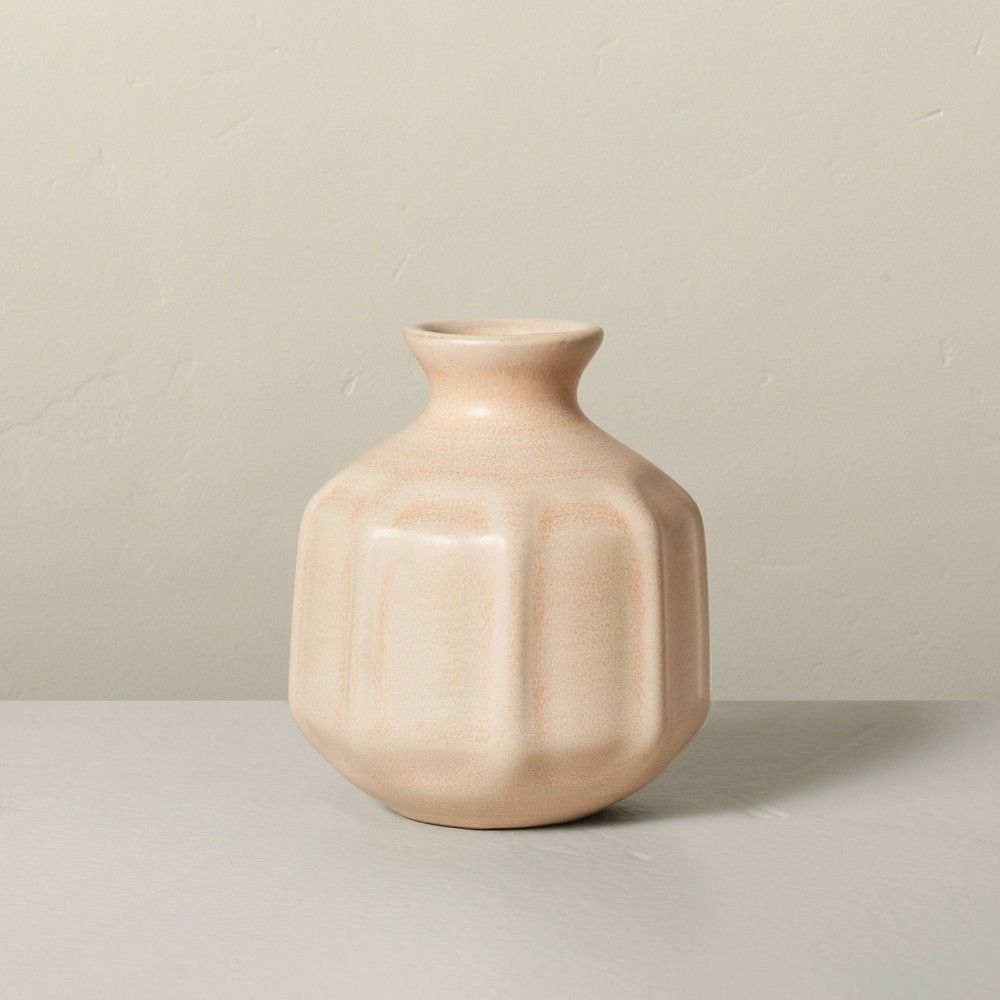 3.5"" Faceted Ceramic Bud Vase Sunset Taupe - Hearth & Hand with Magnolia | Target
