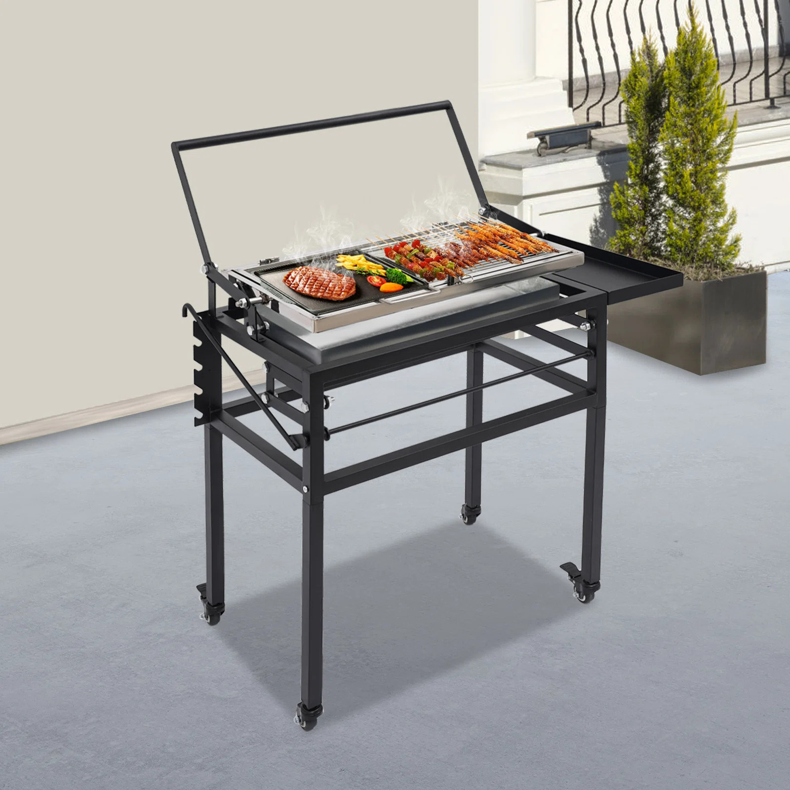 Outdoor BBQ Charcoal Flip Grill Portable Large Camping Barbecue Cooking Shelf | Wayfair North America