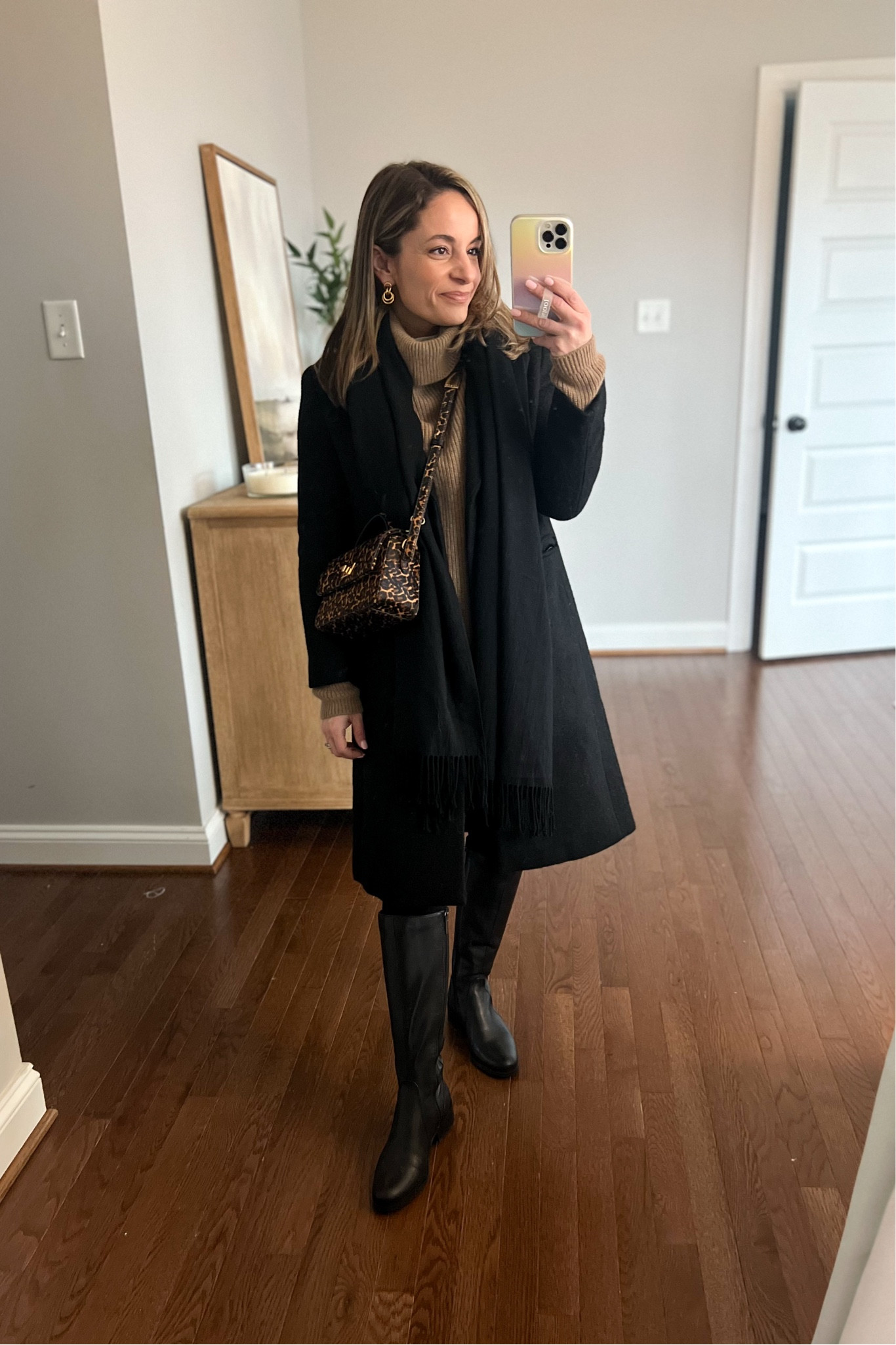 What I wore to church today! 

Leggings (Gap): petite xs 
Sweater (Quince): xs - sold out in the color I’m wearing 
Coat (J.Crew): petite 00
Boots (Duo): tts - I wear the 35cm shaft 
Scarf (Amazon) 
Bag (J.Crew) 

My measurements for reference: 4’10” 105lbs bust, waist, hips 32”, 24”, 35” size 5 shoe. 25” inseam measurement to my ankle bone. 

#LTKPetite