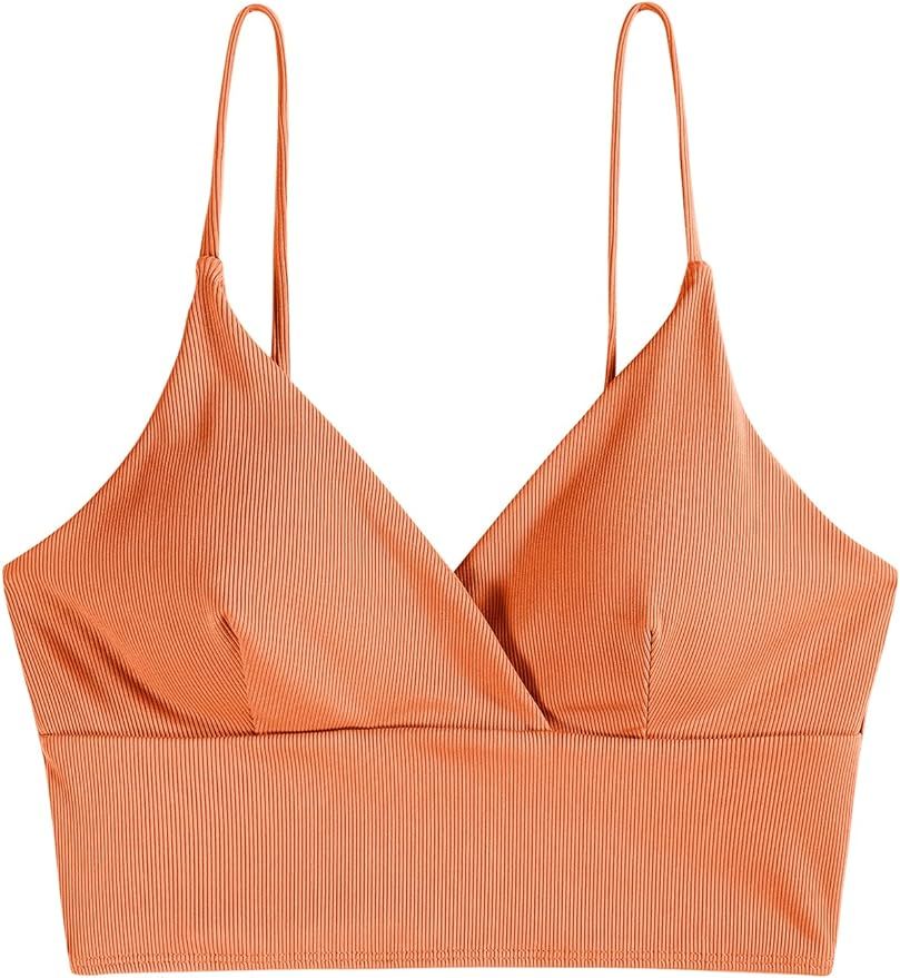 ZAFUL Women's V Neck Tankini Set, Ribbed High Cut Surplice Bikini High Waisted Two Piece Swimsuit | Amazon (US)