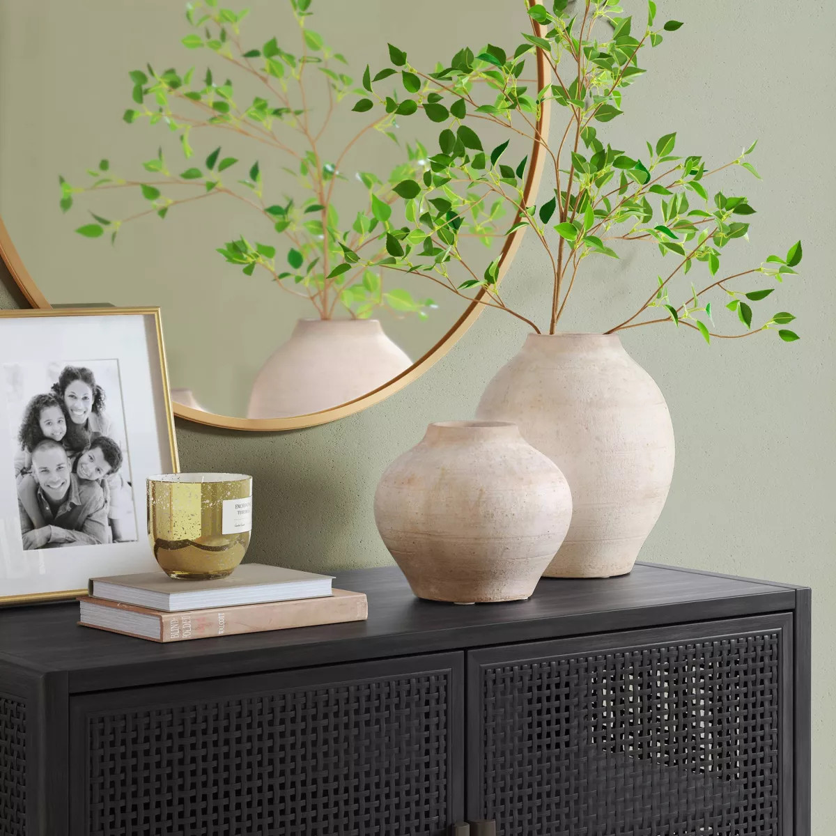 Large Ceramic Rustic Artisan Vase - Threshold™: Neutral Distressed Cream, Tabletop Decor | Target