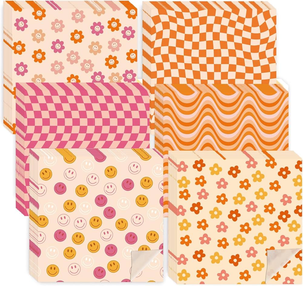 Whaline 240Pcs Boho Wax Paper 12 inches Groovy Hippie Dry Waxed Deli Paper Sheets Waterproof Oil ... | Amazon (US)