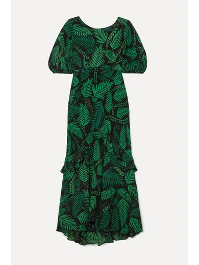 Cheryl ruffled printed silk crepe de chine midi dress | NET-A-PORTER (US)