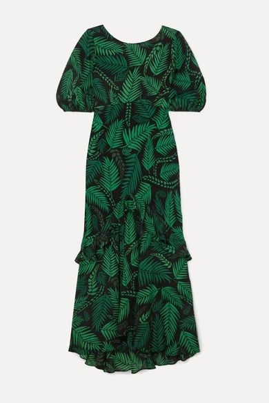 Cheryl ruffled printed silk crepe de chine midi dress | NET-A-PORTER (US)