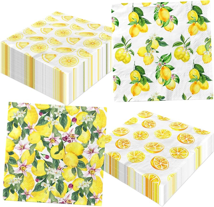 Lemon Napkins,40pcs Citrus Cocktail Napkins Summer Cocktail Napkins Paper Hand Towels For Lemon T... | Amazon (US)