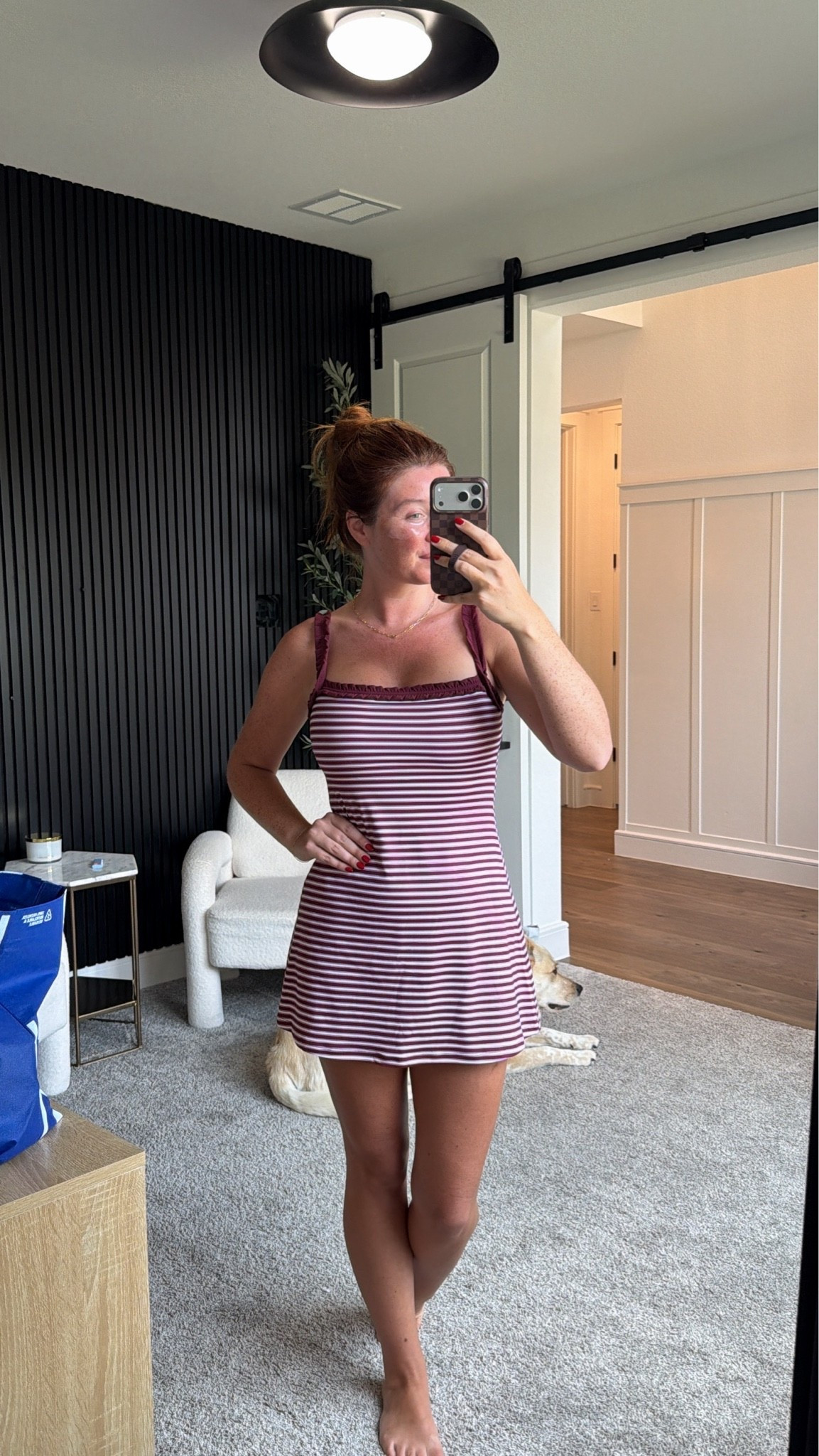 Hair day outfit. Wearing my new @abercrombie Ypb dress (my third colorway 🙈). This one is in a size small regular length & it’s pretty short in the back. I think the medium fits better. 

5’7 • 145lbs • 34DDD (augmented)

#LTKootd