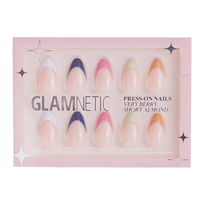 Glamnetic Press On Nails - Very Berry | Glossy, Semi-Transparent, Short Almond Nails, Reusable | ... | Amazon (US)