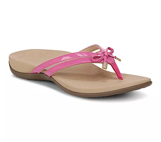 Vionic Bow Thong Sandals - Bella Anniversary - QVC.com | QVC