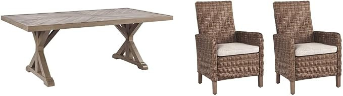 Signature Design by Ashley Beachcroft Outdoor Farmhouse Beige Dining Table with Porcelain Top and... | Amazon (US)