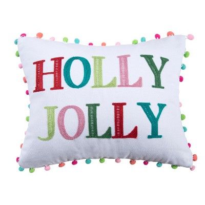Merry & Bright Holly Jolly Pom Decorative Pillow - Levtex Home | Target