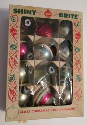 Lot of 12 Vintage SHINY BRITE GLASS CHRISTMAS ORNAMENTS in Box Various Shapes | eBay US