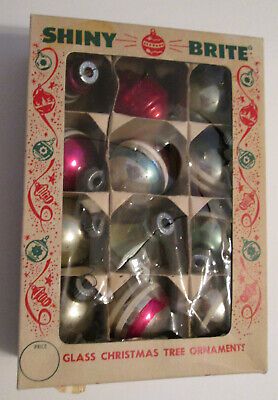 Lot of 12 Vintage SHINY BRITE GLASS CHRISTMAS ORNAMENTS in Box Various Shapes | eBay US