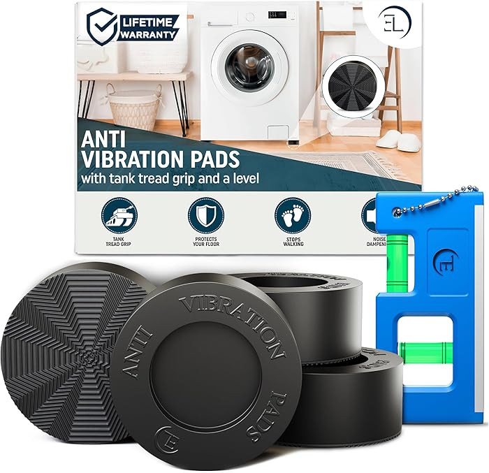 Anti Vibration Pads for Washing Machine with Tank Tread Grip | 8 Pack + Level | Check Compatibili... | Amazon (US)