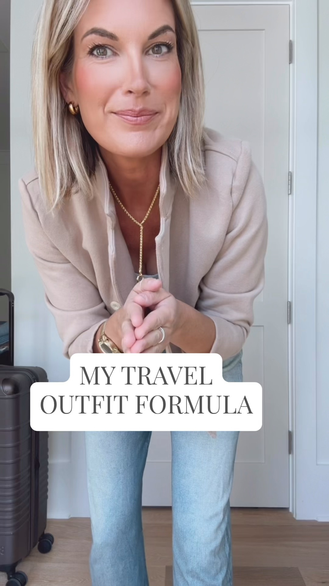My travel outfit formula. Sweatpants and a sweatshirt that are disguised as real clothes. Wearing size 27 in the sweatpants jeans. I’m 5’11”.  Small tops and belt. Shoes true to size.

#LTKOver40 #LTKTravel #LTKTall