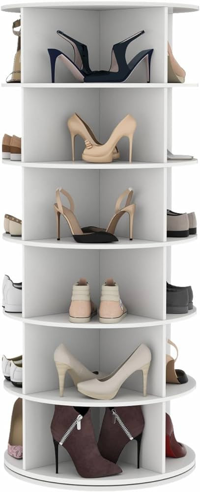 Rotating Shoe Rack, 6-Tier Spinning Shoe Rack Tower, Free Standing 360°Revolving Shoe Storage Or... | Amazon (US)