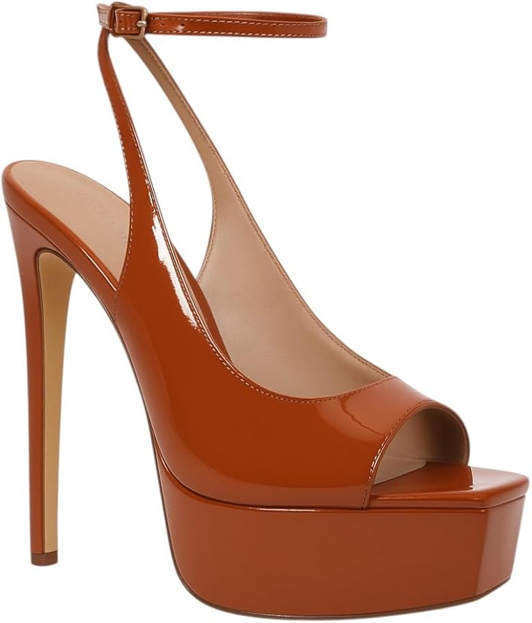 Berness Women Platform Stiletto High Heels Sandals, Square Open Toe Ankle Strap Heeled Sandals fo... | Amazon (US)