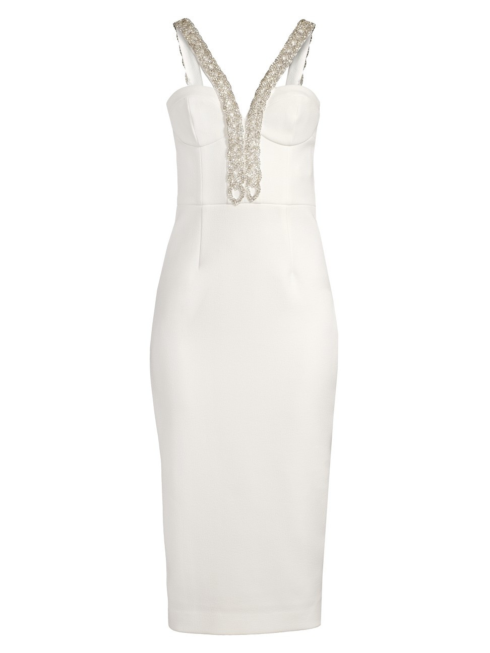 Women's Bridal Grace Crystal Trim Midi-Dress - Ivory - Size 8 | Saks Fifth Avenue