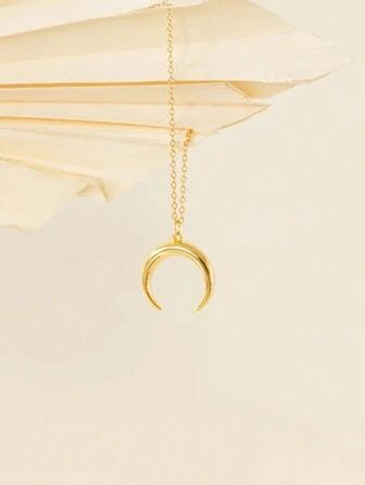 Fashionable Simple Horn & Moon Shaped Alloy Pendant Necklace For Women, Minimalist Crescent Moon ... | SHEIN