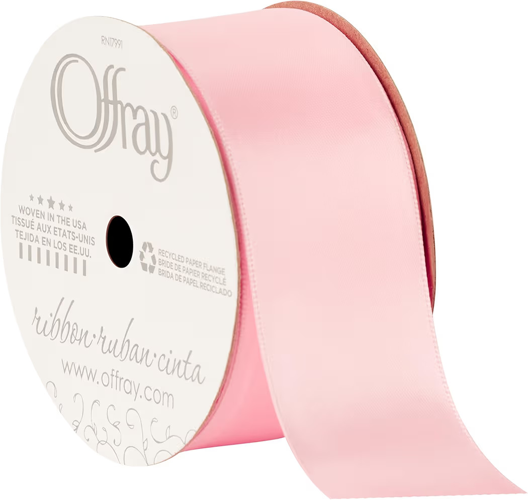 Berwick Offray Wide Double Face Satin Ribbon, Light Pink, 1 1/2 in x 12 ft (38 mm x 3.6 m) | Amazon (US)