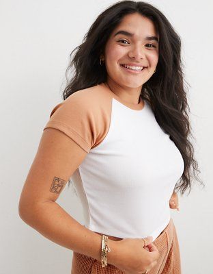 Aerie Cropped Ribbed Baby T-Shirt | Aerie