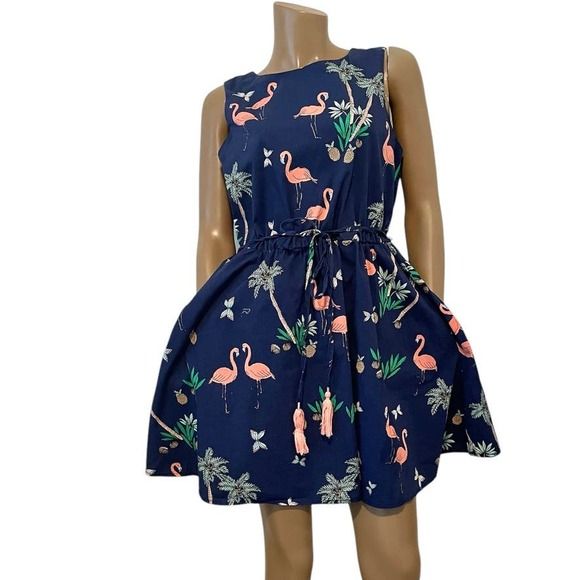 Bailey Blue flamingo print fit and flare back cut out dress XL D1 7001 | Poshmark
