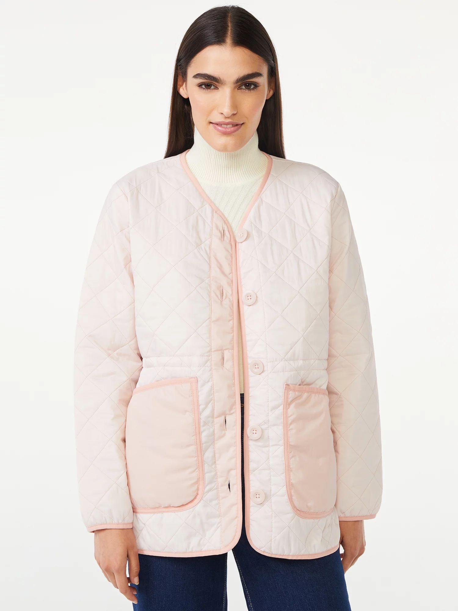 Free Assembly Women's Quilted Cinched Waist Liner Jacket - Walmart.com | Walmart (US)