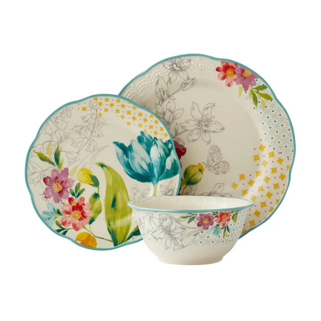 The Pioneer Woman Blooming Bouquet 12-Piece Dinnerware Set | Walmart (US)
