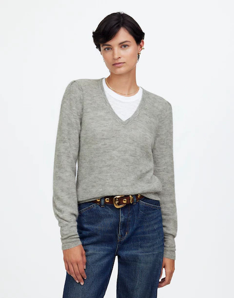 Alpaca-Blend Deep V-Neck Sweater | Madewell | Madewell