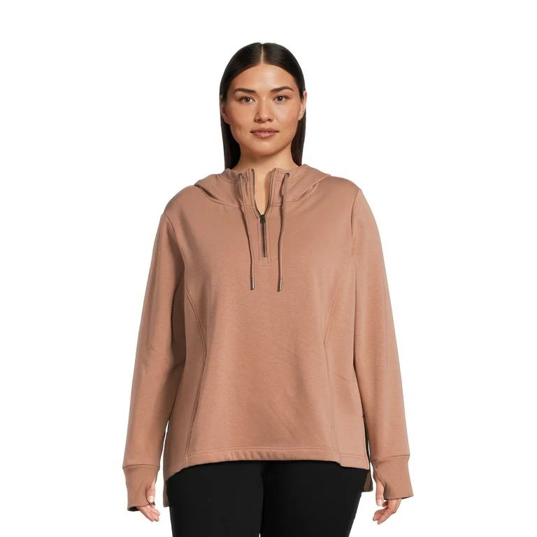Avia Women's Plus Size Quarter Zip Pullover with Hood, Sizes 1X-4X - Walmart.com | Walmart (US)