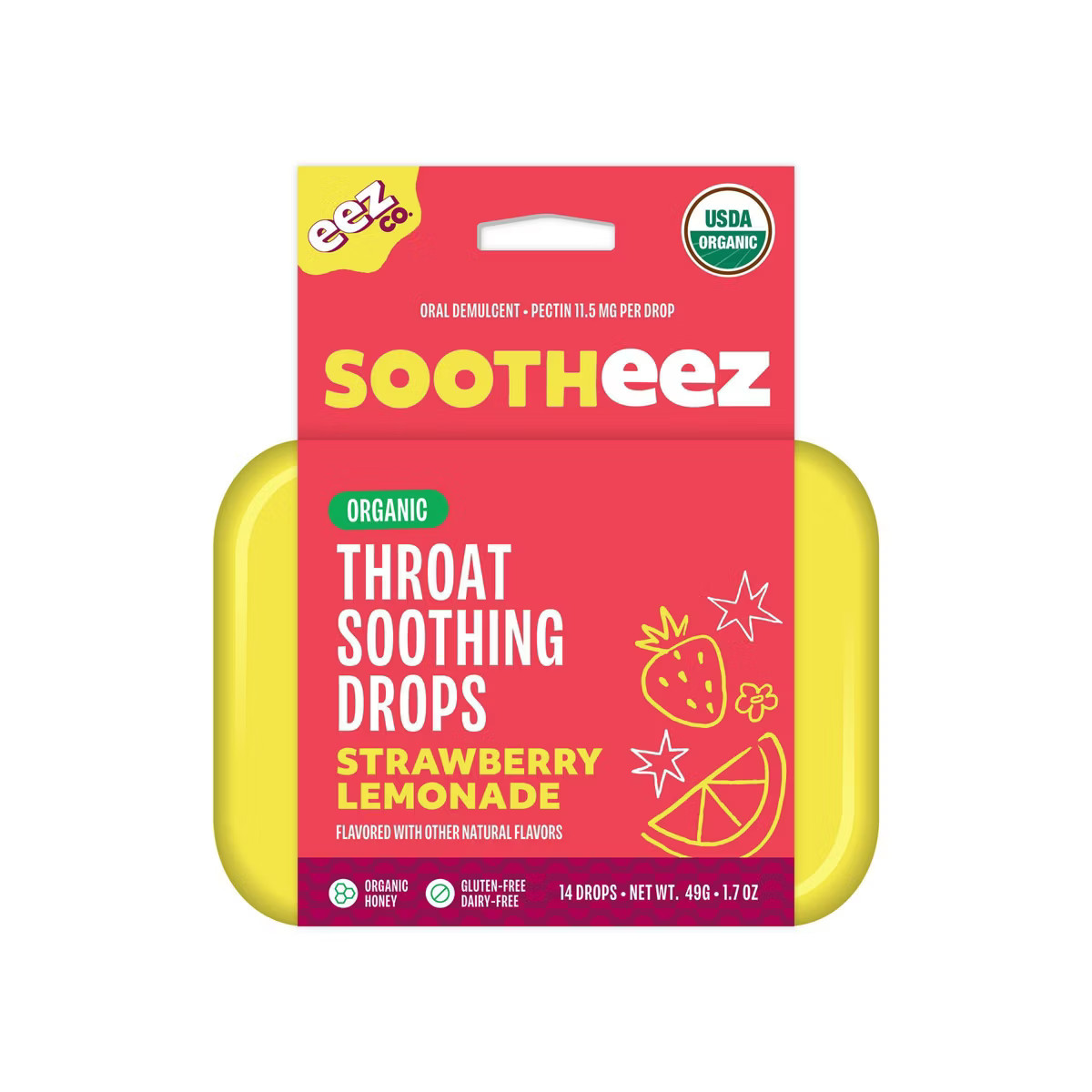 The Eez Co. Sootheez Organic Throat Soothing Drops - Strawberry Lemonade - 14ct | Target