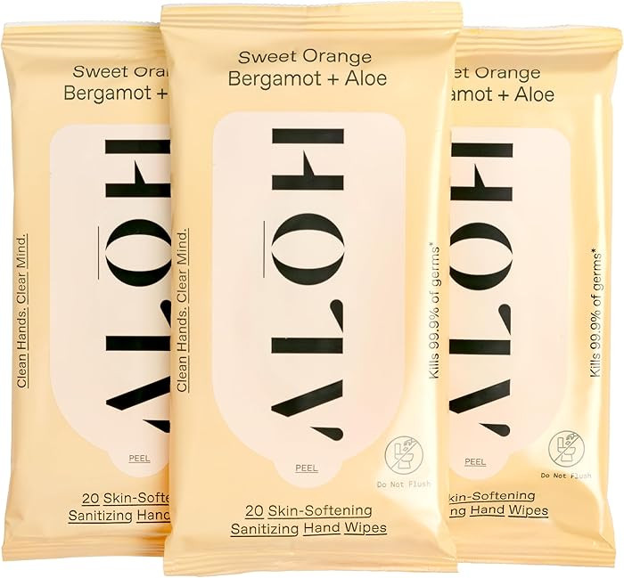 ALŌH Sweet Orange Bergamot + Aloe Sanitizing Hand Wipes - Clean Hands, Clear Mind - On The Go Ha... | Amazon (US)