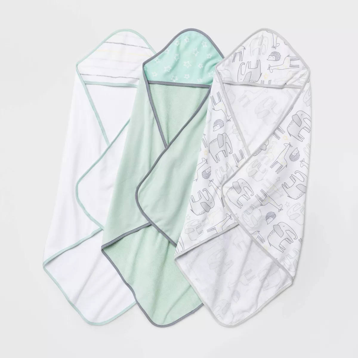 Baby 3pk Little Peanut Hooded Bath Towel - Cloud Island™ Mint Green | Target