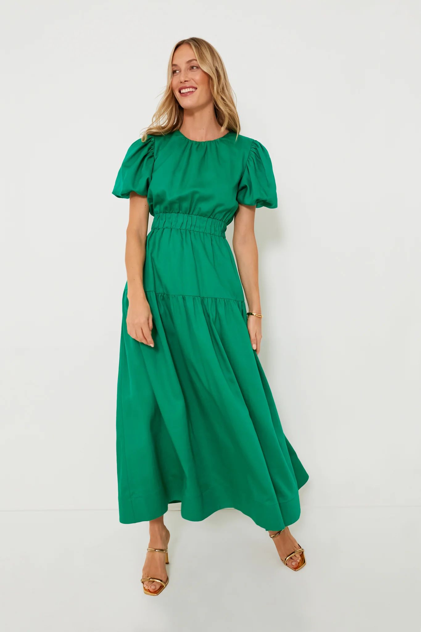 Green Puff Sleeve Ginny Maxi Dress | Tuckernuck (US)
