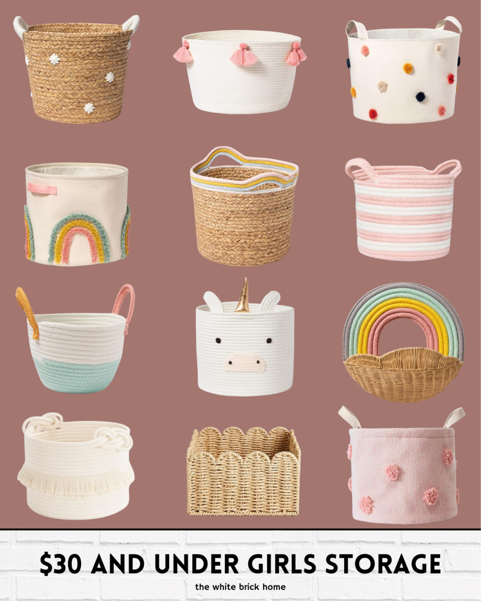 Baskets are an easy way to hide toys and books - these affordable finds are a cute pop of texture in a bedroom or playroom. 

Girls room, girls bedroom, playroom, toy storage, bedroom
 Storage, book storage, girls bedroom decor, girls bedroom accessories, girls bedroom theme, pink girls bedroom, toddler girls bedroom, rainbow bedroom, playroom toy storage, toddler girl gift ideas, toddler girl bedroom, target, Amazon. 

#LTKKids #LTKHome #LTKFindsUnder50